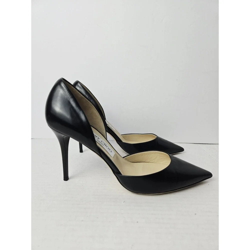 Jimmy Choo Liz d'Orsay black‎ heel sz 39 pointed toe